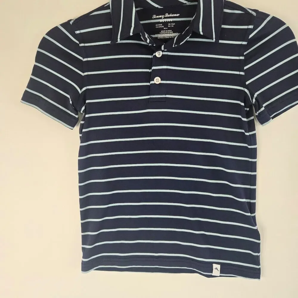 Tommy Bahama Boys Striped Short Sleeve Polo Shirt – Pre-Owned, Size Small 5/6